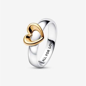 Pandora Radiant Two-tone Sliding Heart Ring Size 6